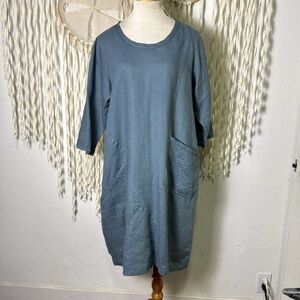 Cynthia Ashby Smokey Teal Lagenlook Layering Dress Size Small (6/10)